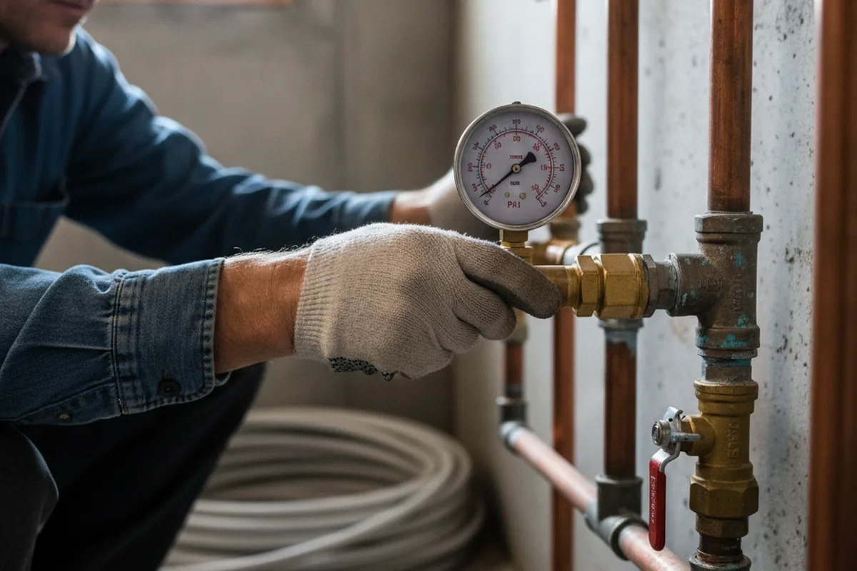 Pressure testing a repaired line during Water Line Repair in East Palatka